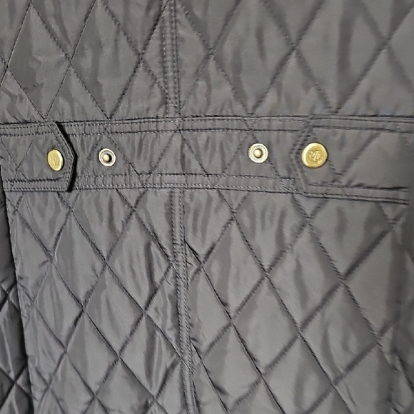 Lauren Ralph Lauren Black Quilted jacket with faux leather trim Medium - Picture 8 of 16
